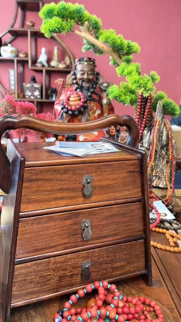 【闪购商品】木盒+串-33红奇组合3层箱妍妍批发