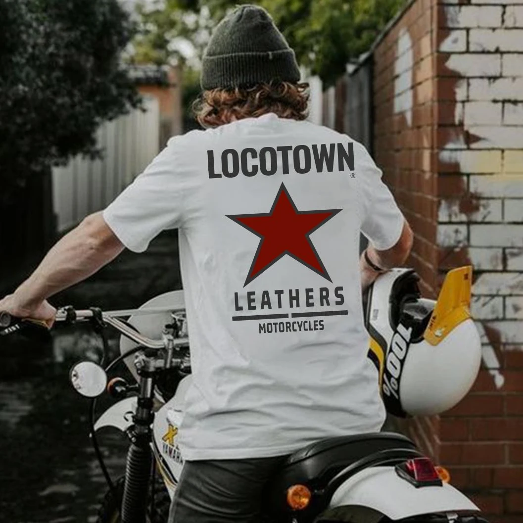 25年新款五星双股定制机车服饰纯棉机车T恤短袖五星复古图案健身