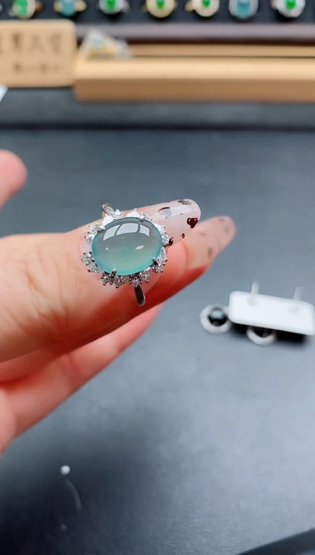 银S925镶嵌戒指翡翠1