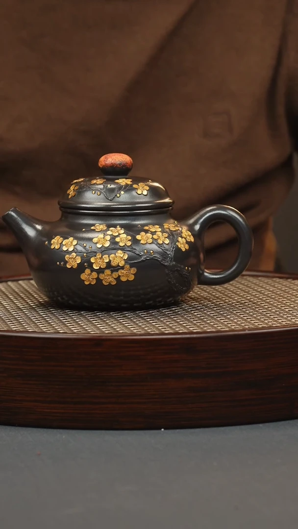 【闪购商品】紫砂茶壶石黄 容天 堆梅撒金