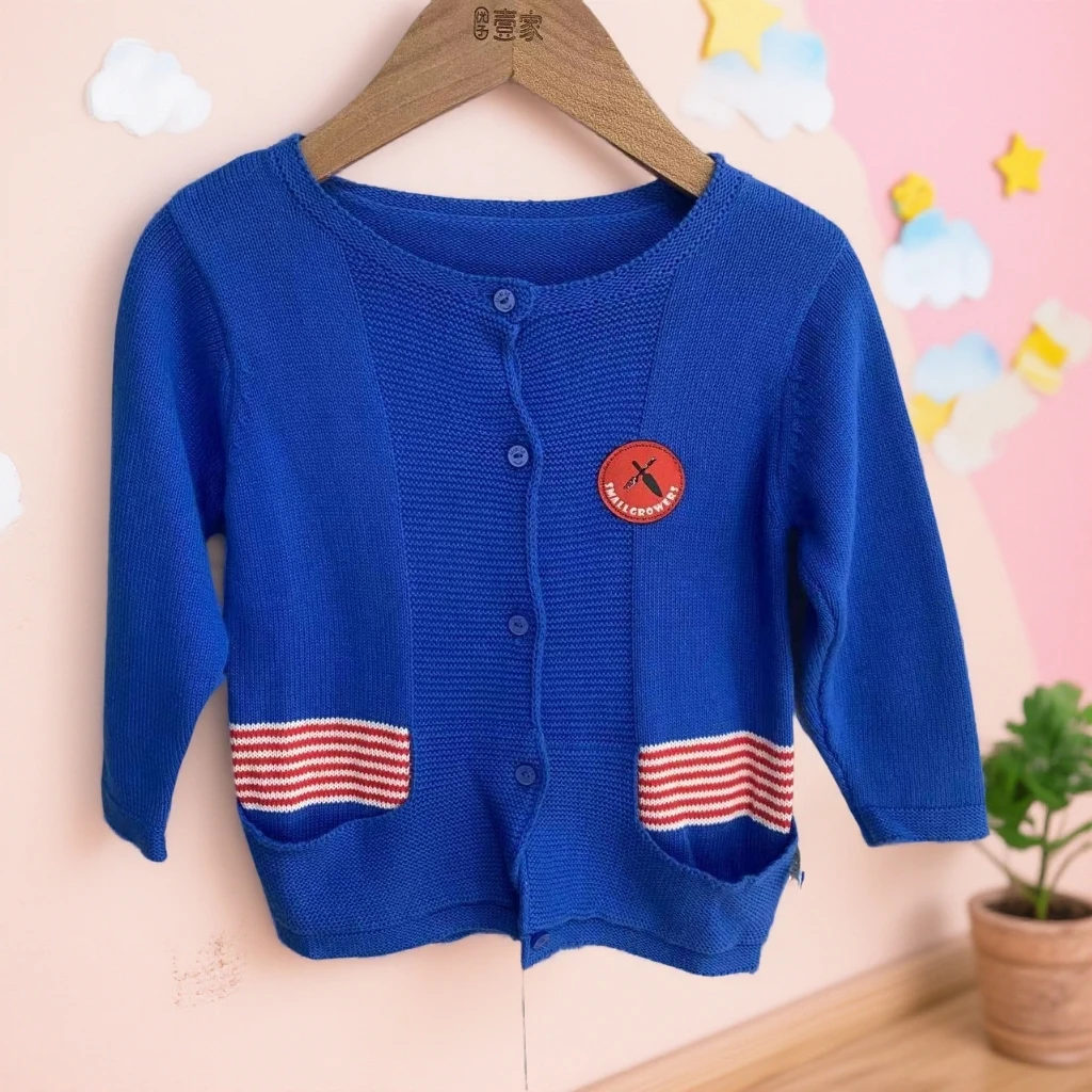 哎麻麻高品质1011306男宝全棉A类针织开衫外套韩版时尚百搭舒适