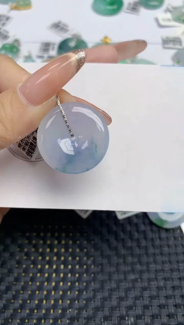 颈饰18K金镶嵌翡翠天然缅甸A货翡翠百元以上9元证书费自理