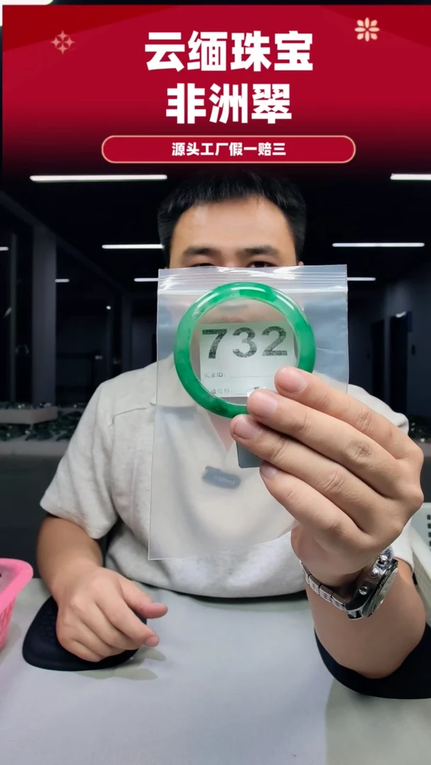 未镶嵌手镯石英质玉（非洲翠）55圈口手镯732