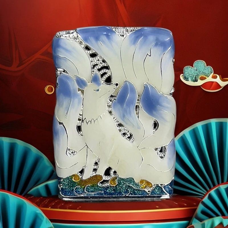 【ZORRO夜光九尾狐蓝】夜光珐琅彩外壳防风打火机-146-火花优