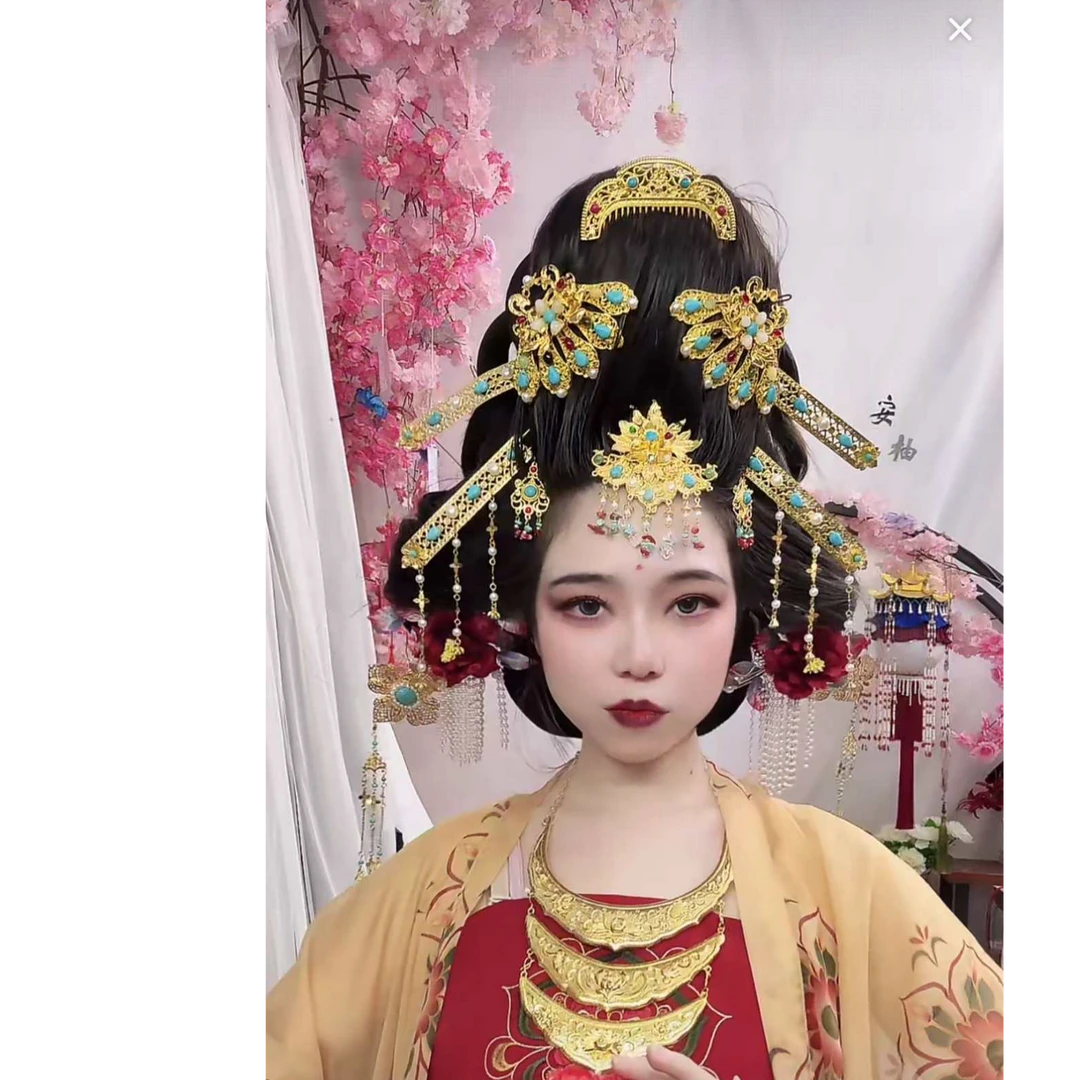 簪簪自玺汉服唐风古装造型乌蛮髻发饰云鬓花颜组合发簪