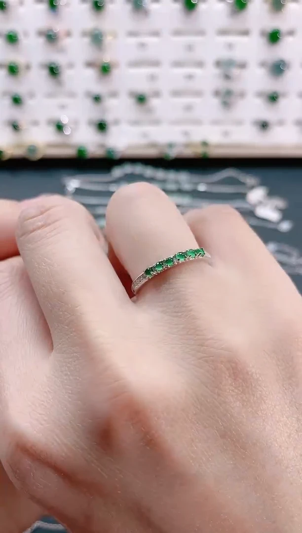 【闪购商品】翡翠戒指银S925镶嵌天然翡翠