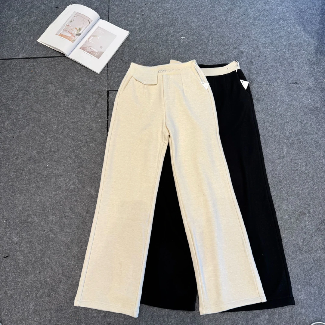 【南油张贝贝】25S新款加绒直筒休闲裤字母腰7-LE301785