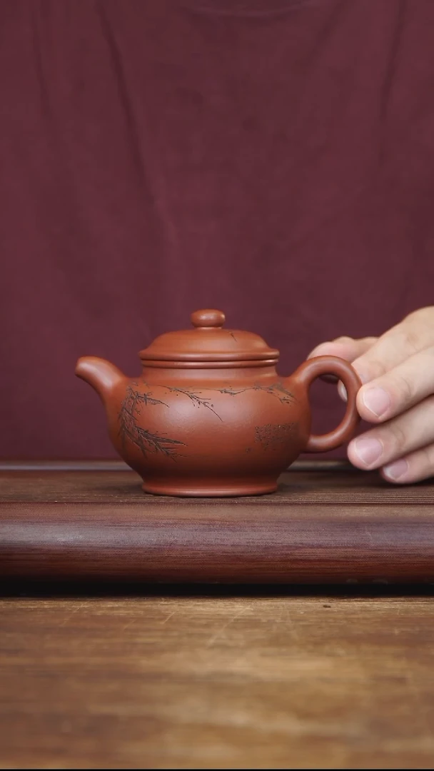 茶壶紫砂240ml刻绘全手掇只 家藏清水泥