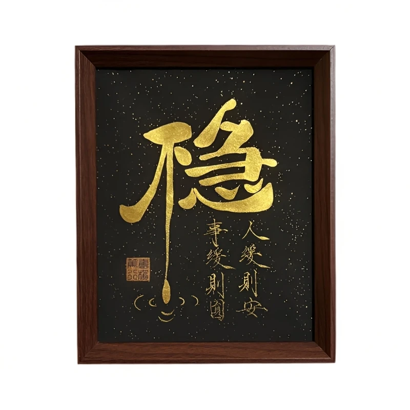 《不急》黑金10寸手写手绘书法摆件