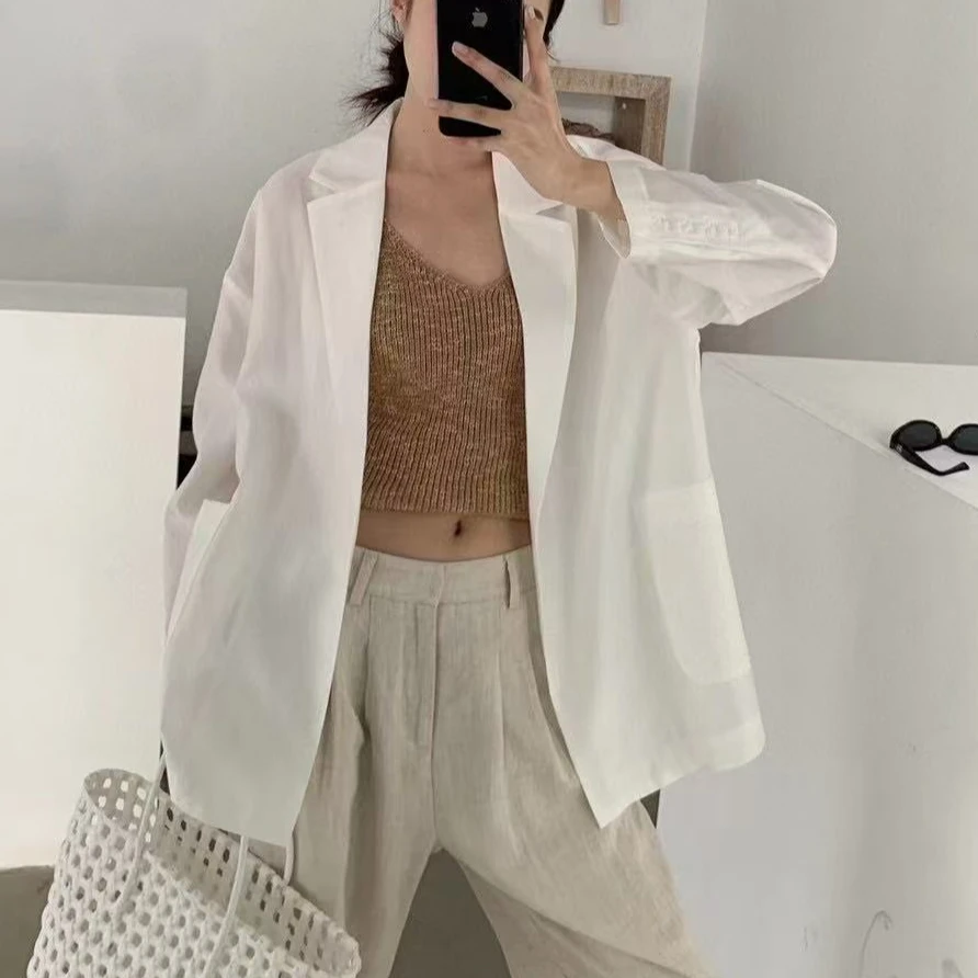 深圳南油高端女装25春夏新款天丝衬衣薄西装外套