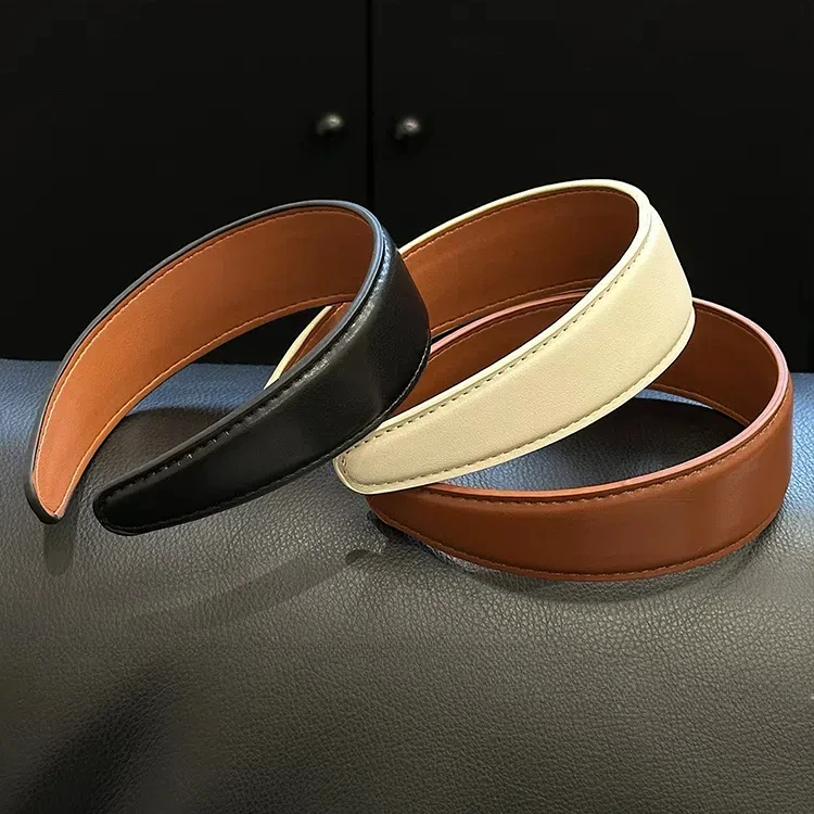 日韩复古皮质宽边发箍女款高级感2025新款日常百搭高颅顶头箍发饰