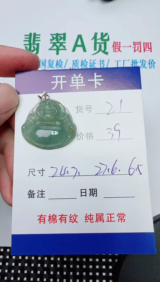 吊坠(赠链)银S925镶嵌翡翠21