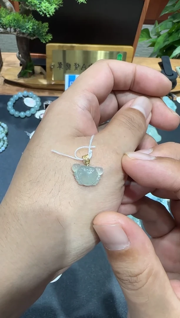 18K金镶嵌挂件翡翠A货翡翠多样性孤品