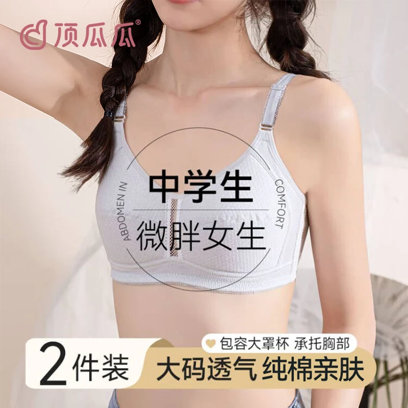 顶瓜瓜微胖发育期内衣女学生婴儿棉初高中生二三阶段大码少女文胸