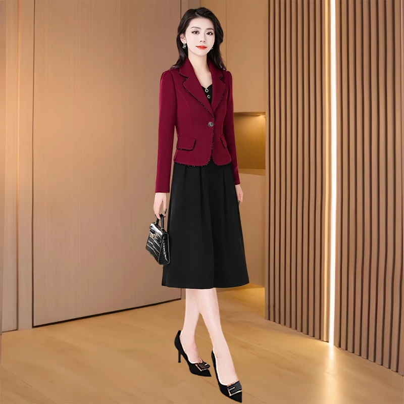 喜婆婚宴西装初秋套装连衣裙女2025新款妈妈高贵洋气平时可穿礼服