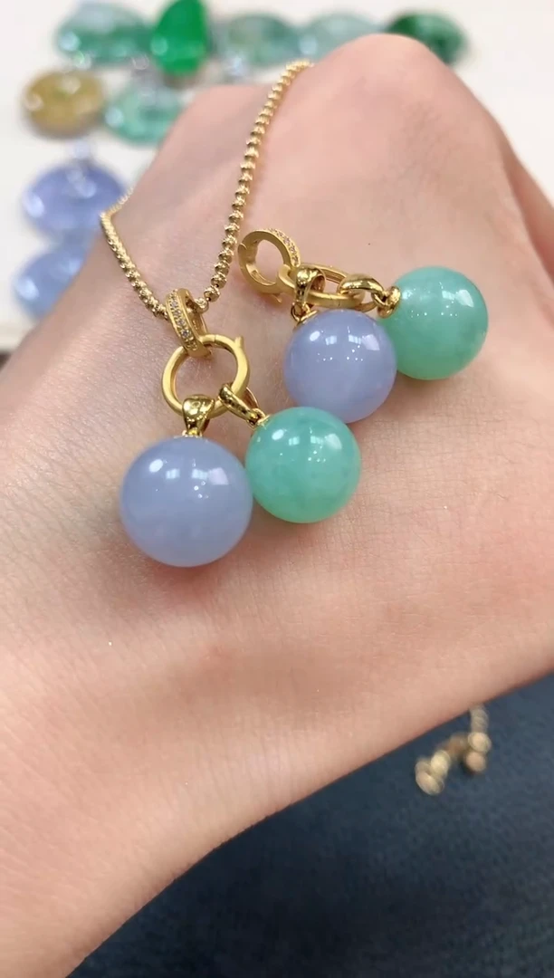 【闪购商品】翡翠吊坠(不含链)18K金镶嵌b29不退换多样性一件发货