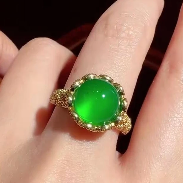 ST1837【百百福珠宝】青碧冰芙蓉玛瑙绿戒指-送礼佳品 -MJ1