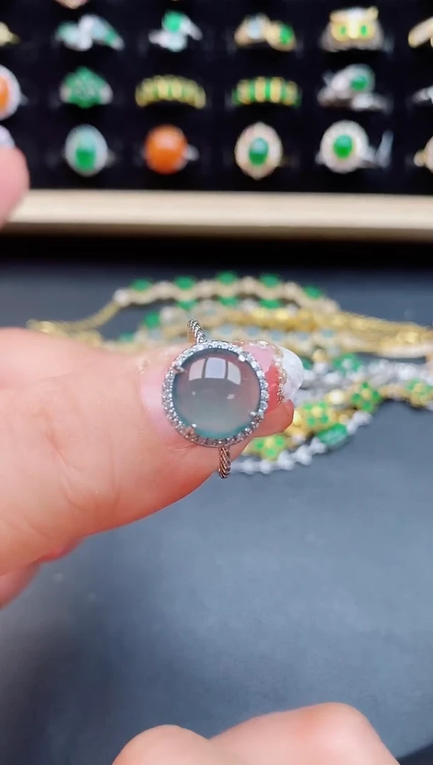 【闪购商品】翡翠戒指银S925镶嵌5080