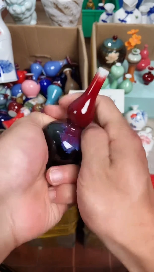 【闪购商品】摆件1.31晚景德镇手工陶瓷摆件-自然流釉