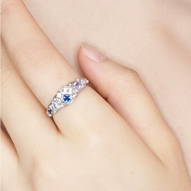 铜合金锆石戒指 《玛奇朵》华夫饼液态金属戒指女小众设计感开口戒