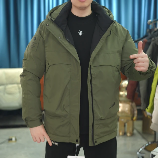 【麦炫严选】男士冬季连帽三防户外纯色短款极寒加厚非标外套 8121