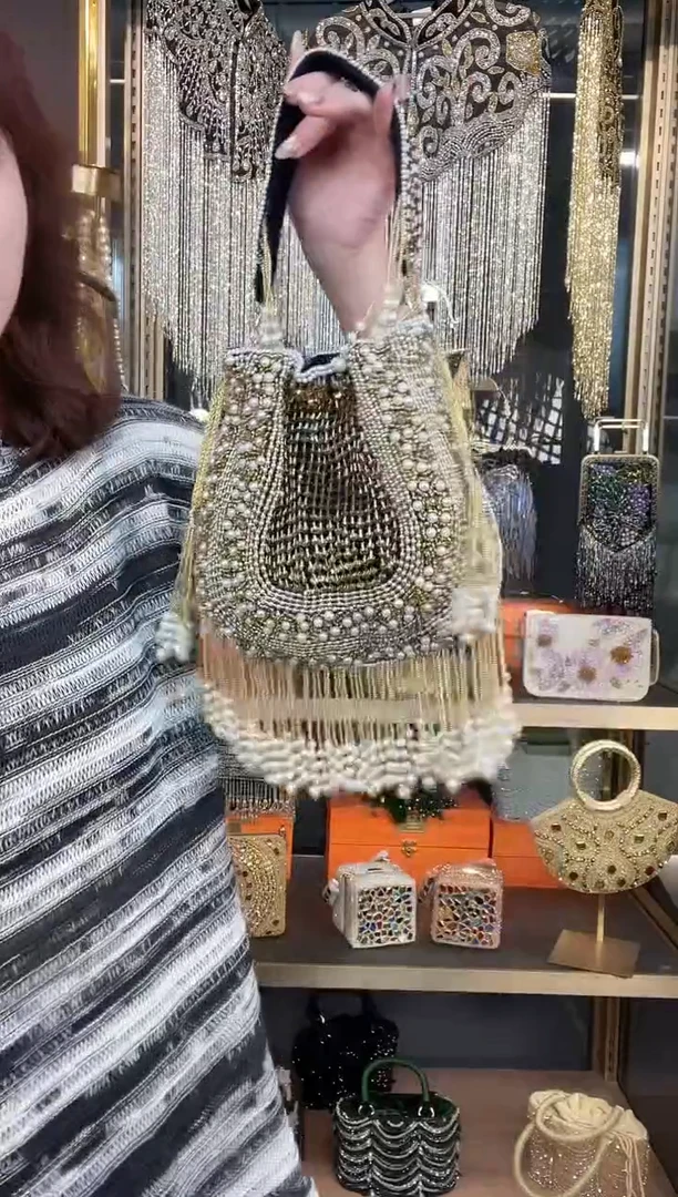 织物织物珠韵恒泽重工串珠手提包