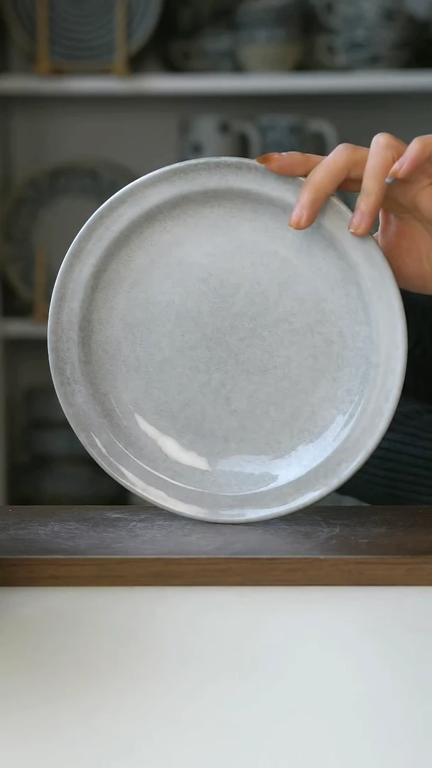 陶出澳anko手作银灰早餐盘20cm@4-2@微瑕