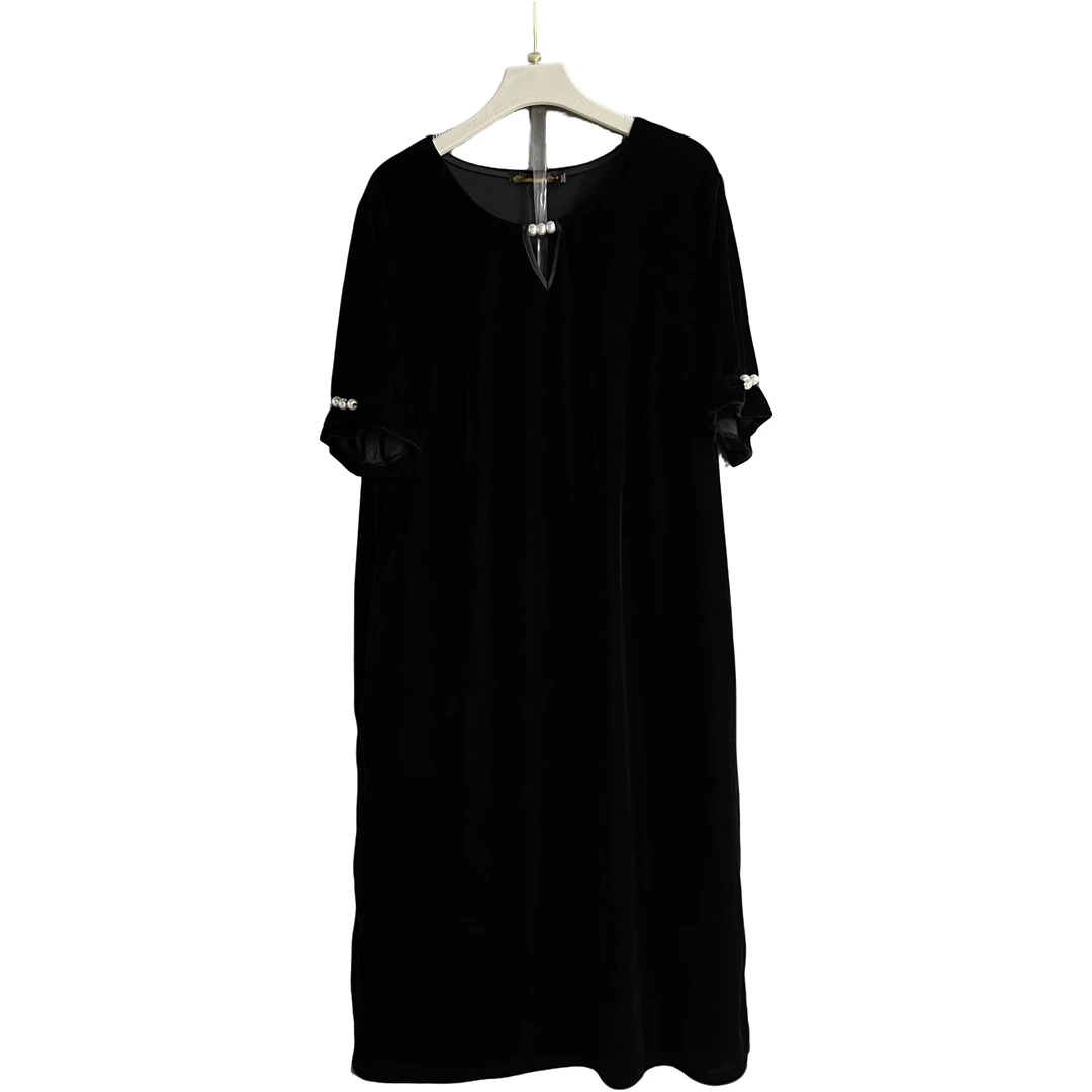 珍珠领设计优雅显瘦连衣裙气质过膝女装