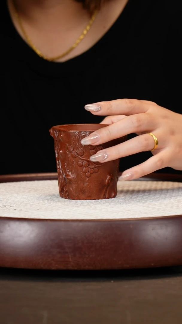 紫砂茶壶底槽清树桩花器杯带礼盒