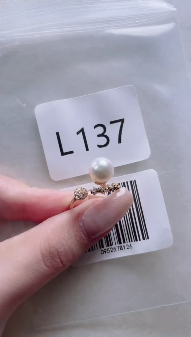 银S925镶嵌海水珍珠戒指L137