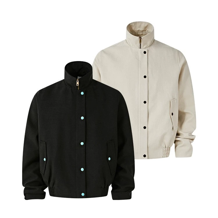 KREATE「绿松曜石哈灵顿」莱赛尔肌理短宽立领夹克春外套男cleanfit