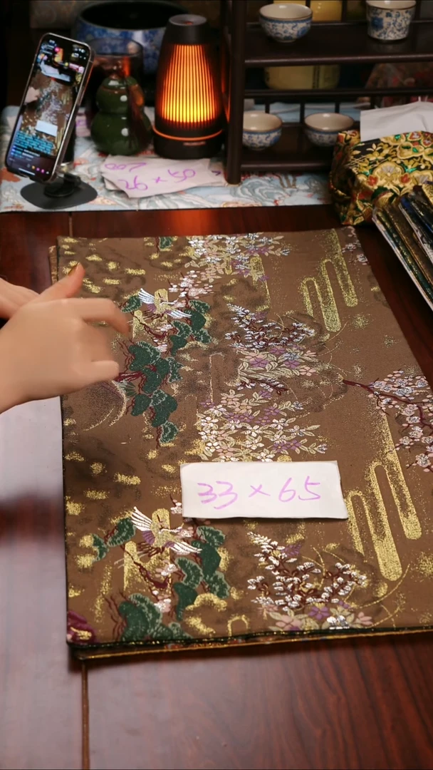 【微瑕西阵织世外桃源双面】中国风干泡织锦茶席33*65