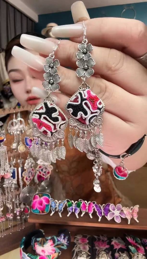 刺绣纯手工民族风刺绣耳环