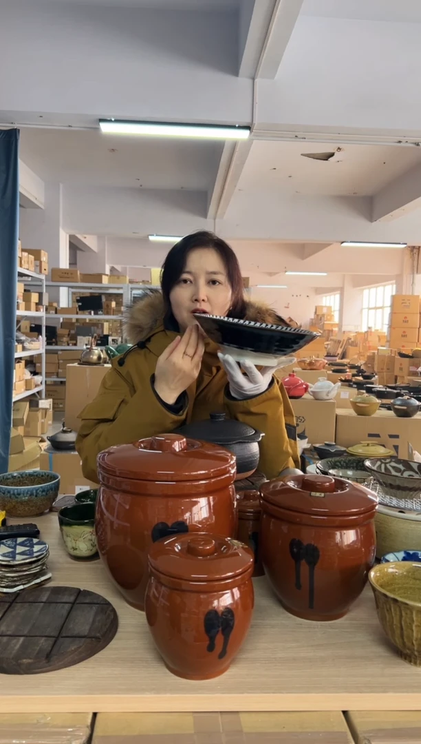 陶蓝涡纹大盘1个装