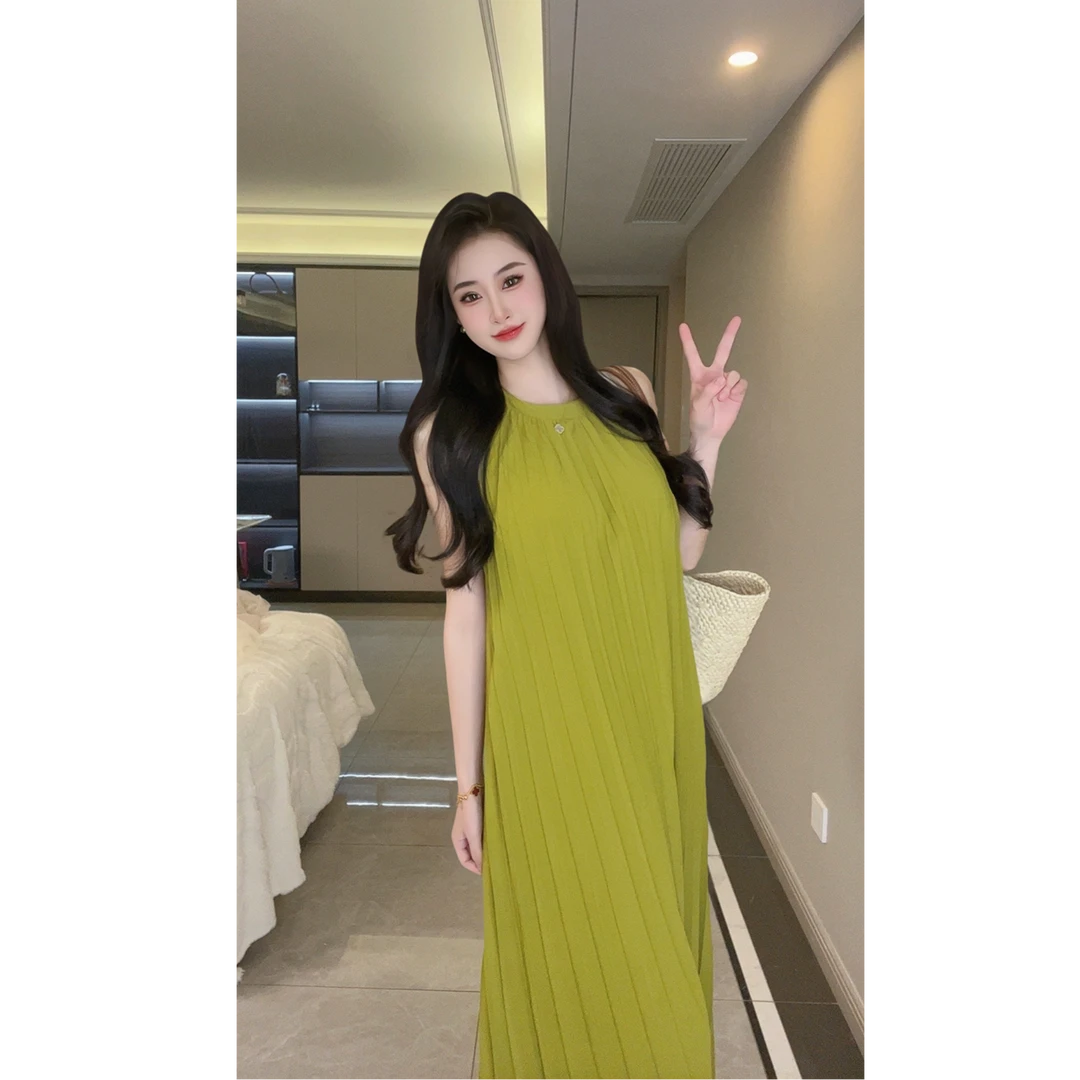 【璐璐专属】新款春夏连衣裙压褶简约设计感宽松无袖长裙 YL24120