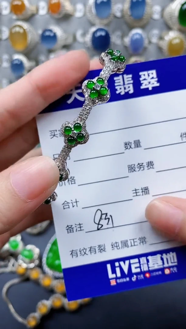 翡翠手镯银S925镶嵌831