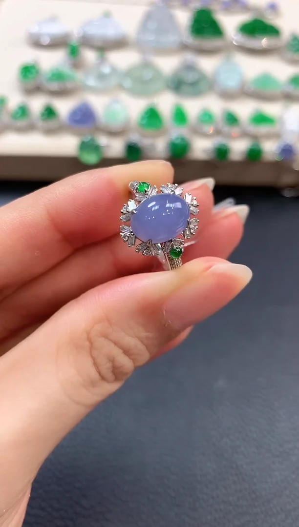 【闪购商品】翡翠戒指18K金镶嵌b58有色差