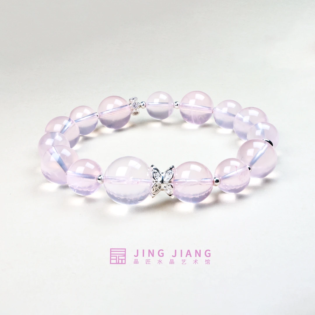 晶匠天然粉水晶佳人设计款手串8-11mm 多样性发一正品
