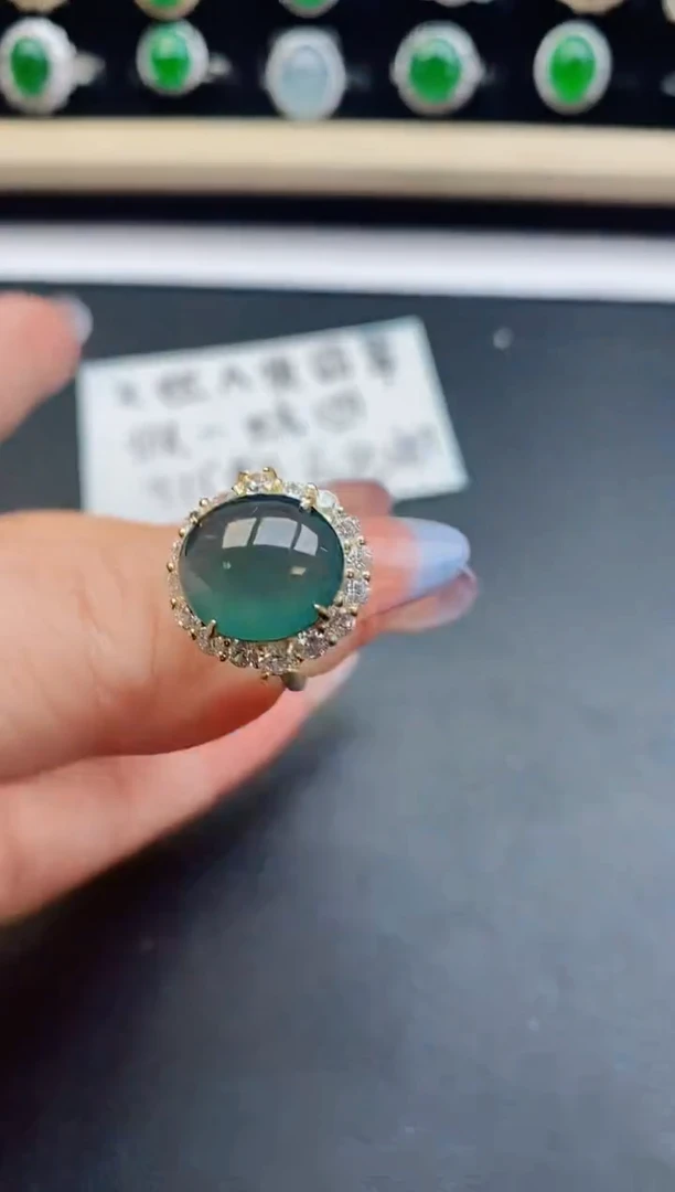 翡翠戒指银S925镶嵌1