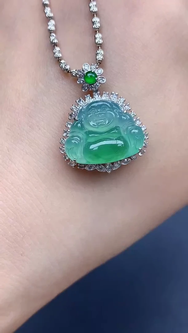 吊坠(不含链)18K金镶嵌翡翠406-春日珠宝
