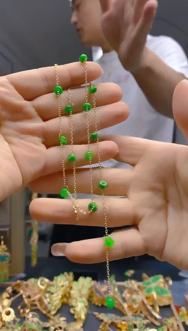 【闪购商品】翡翠耳饰合金0181翡翠锁骨链