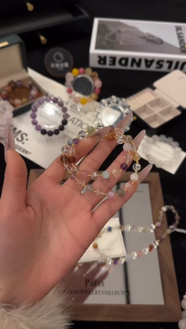 未镶嵌手链水晶多宝双圈x3382