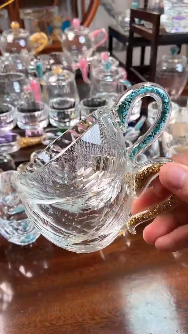 【闪购商品】玺宴新款水晶100毫升咖啡杯金钻+绿松石