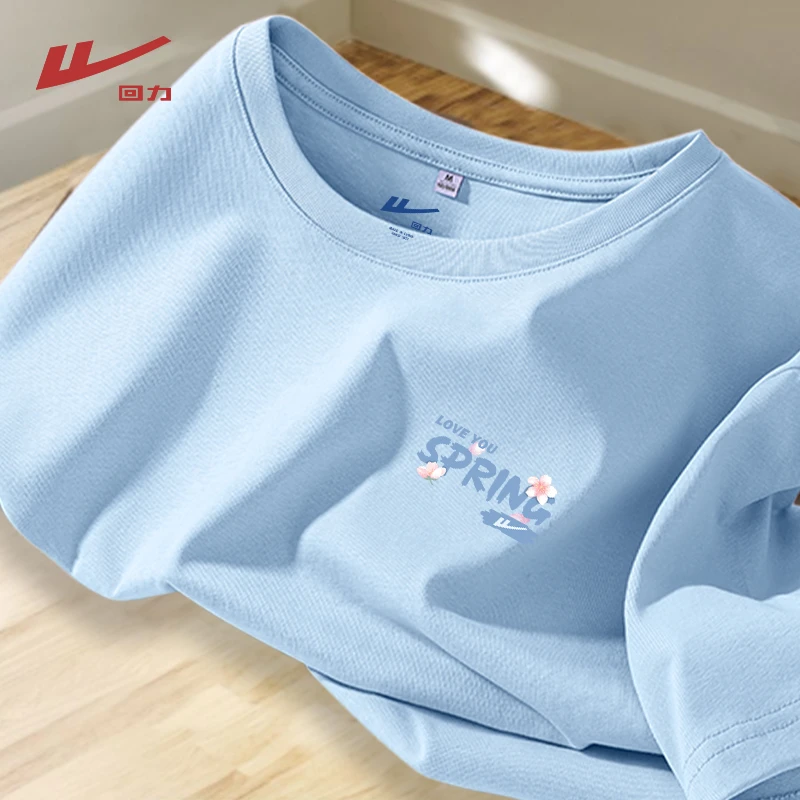 回力韩版印花宽松短袖休闲风圆领T恤夏季新款运动学生时尚设计感