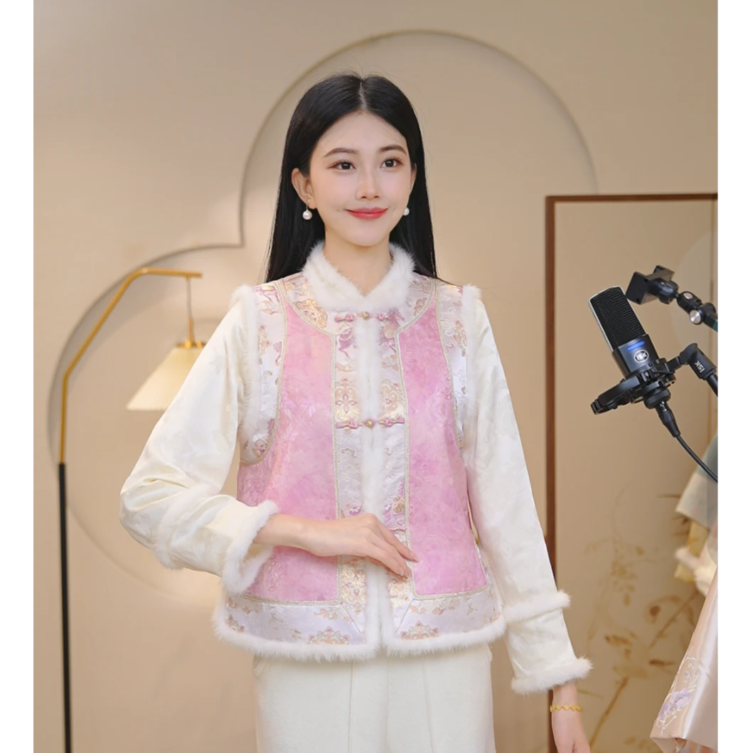 山有色中国风冬季马夹秋冬提花默认服装版型设计师立领绣花6768