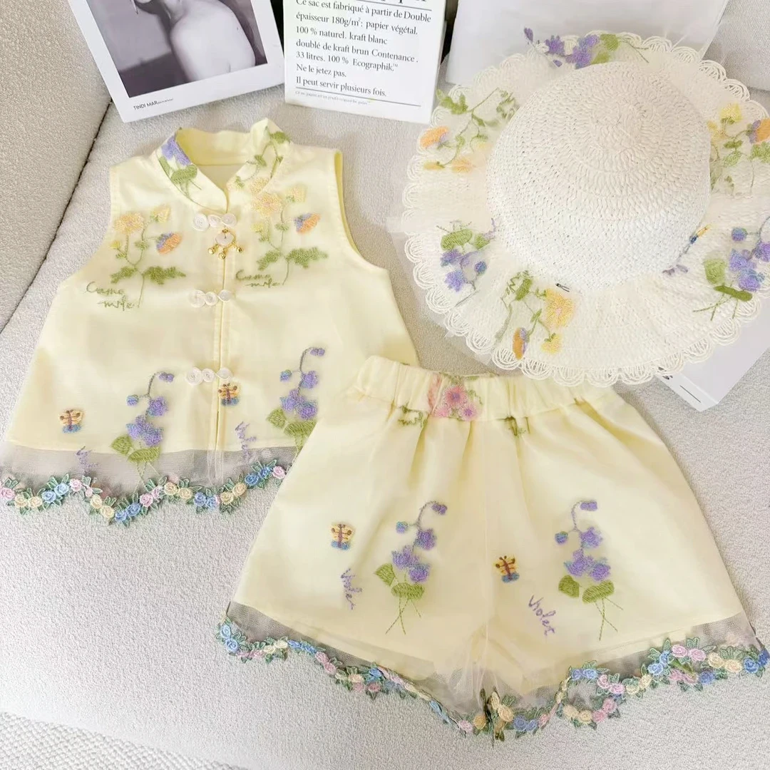 女童中式国风套装032025新款儿童夏季汉服洋气宝宝百搭两件套夏装