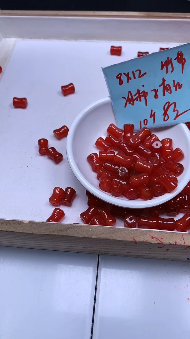 未镶嵌散珠南红玛瑙A2092 南红 胖竹节8*12mm10个8元