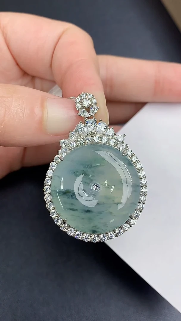 颈饰银S925镶嵌翡翠 天然缅甸A货百元以上9元证书费自理