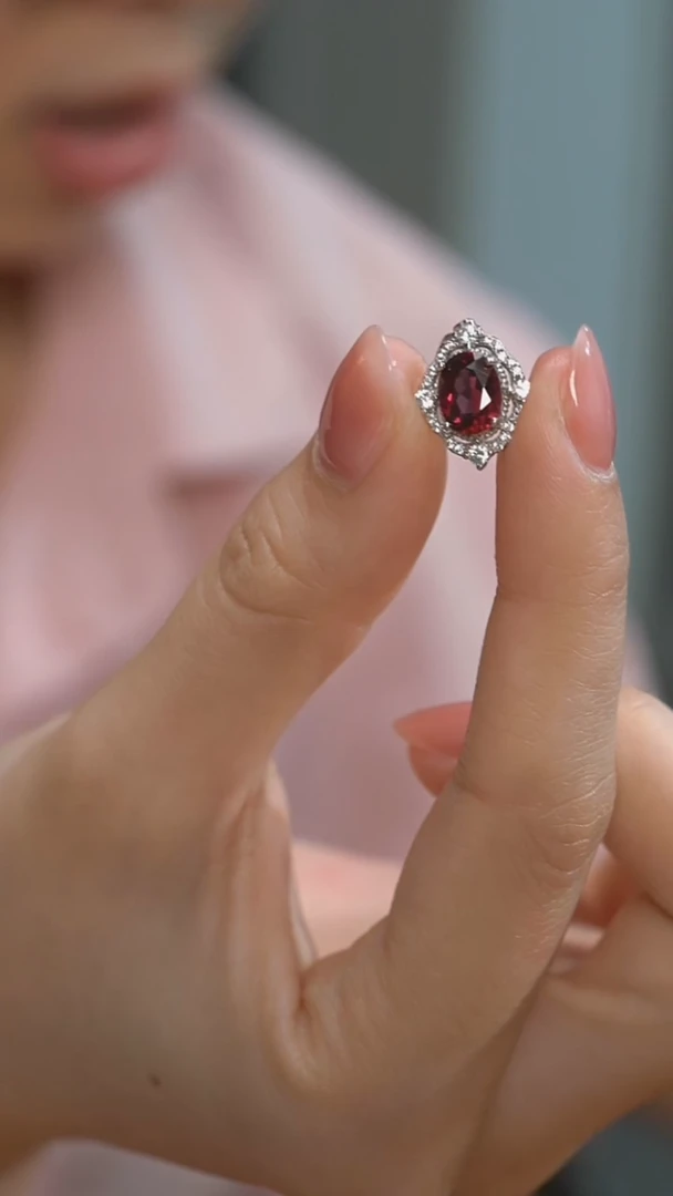 颈饰银S925镶嵌石榴石石榴石吊坠