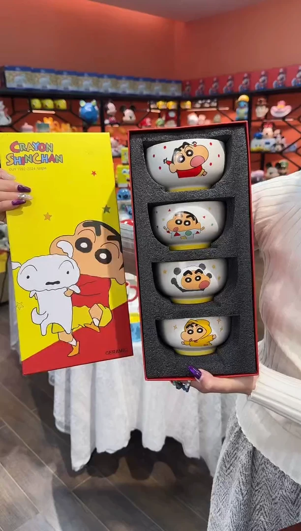 瓷片@@蜡笔小新4.5寸四碗礼盒装